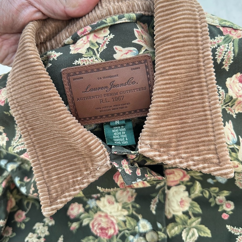 Women’s Vintage Lauren Jeans Co. Ralph Lauren Floral Canvas Chore Jacket Medium - Picture 3 of 8